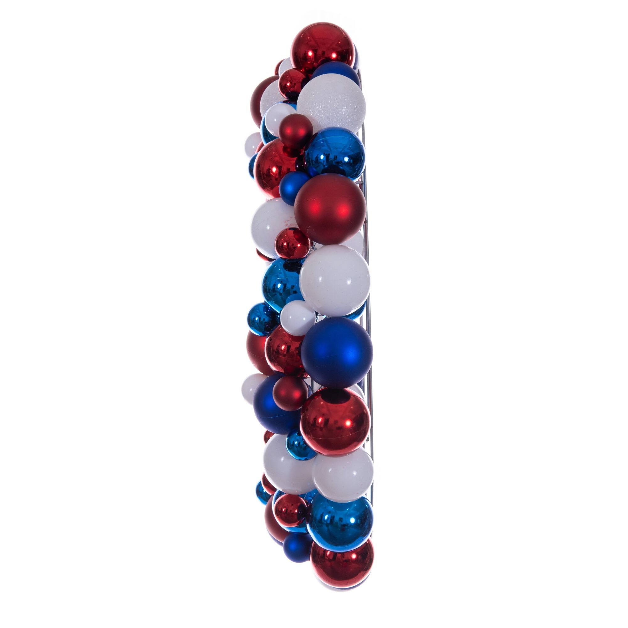 28" Red, White, and Blue Patriotic Mix Ball Wreath